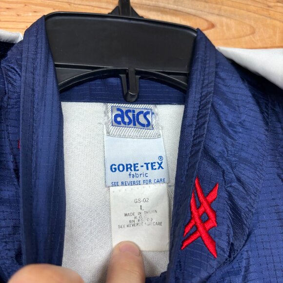 Vintage Asics Gore Tex Windbreaker Jacket Womens Large Blue Full Zip Running - Picture 3 of 16